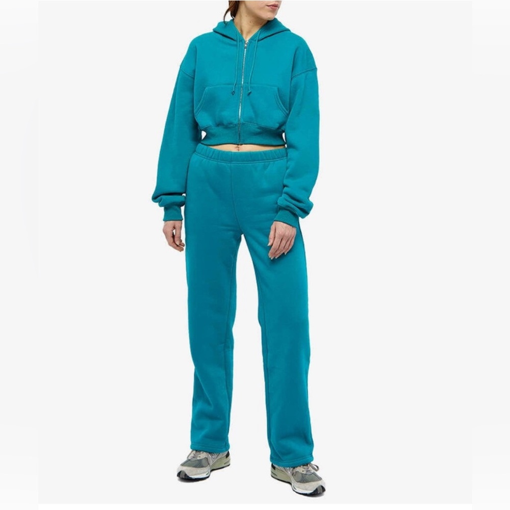 Danielle Guizio Women's Cropped Zip-Up Hoody in Capri Breeze size S